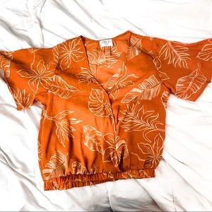 Orange V-neck Blouse by Sienna Sky